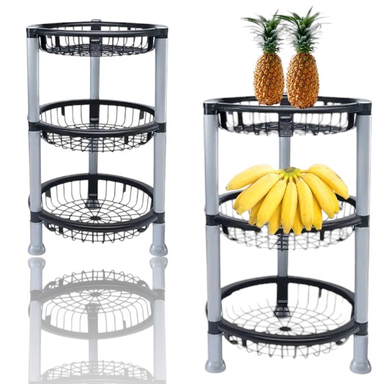 Ver detalhes do produto: FRUTEIRA 3 ANDARES REDONDA PRETO (4PÇS)-PLASNEW