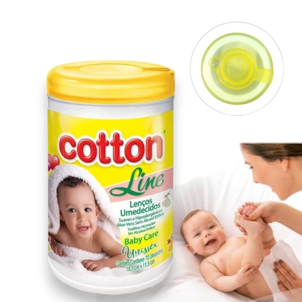 LENÇO BABY CARE UNISSEX POTE70 AMARELO (FD12)-COTTON LINE