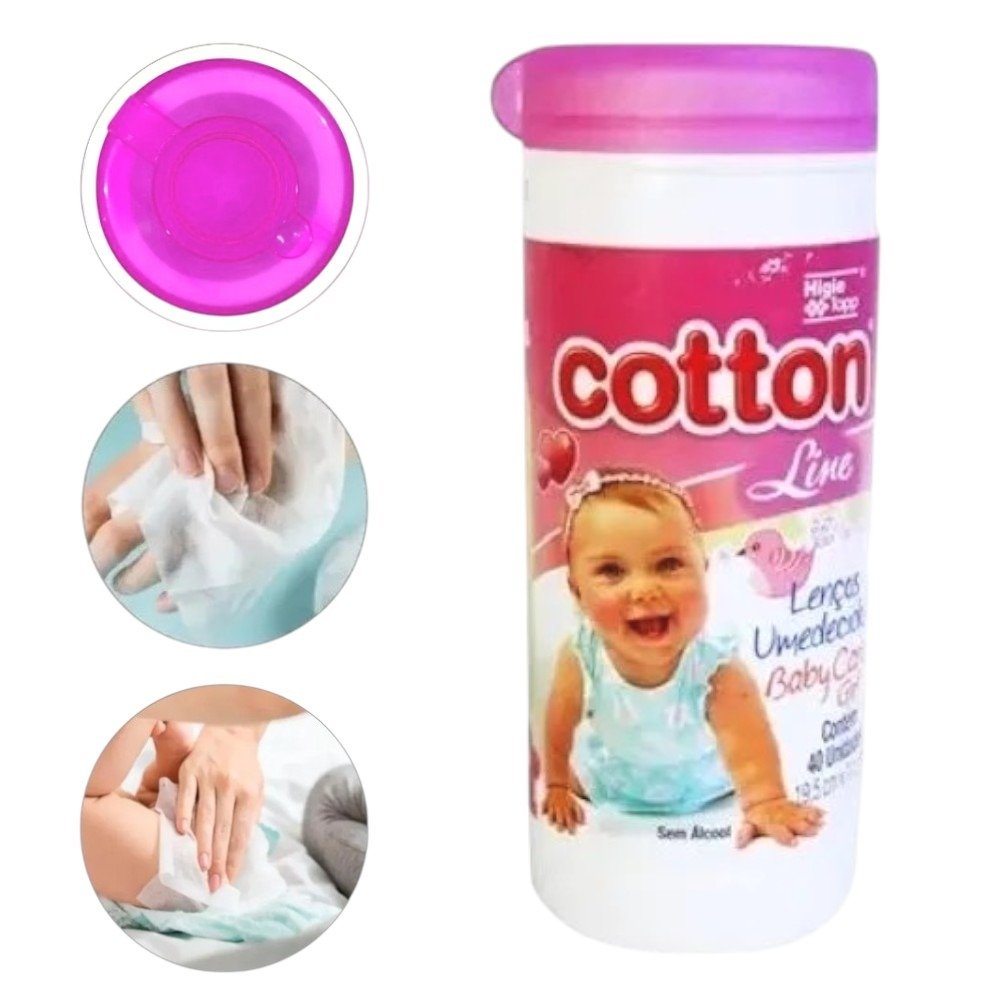 LENÇO BABY CARE GIRL POTE40 ROSA (FD12)-COTTON LINE - Imagem 3