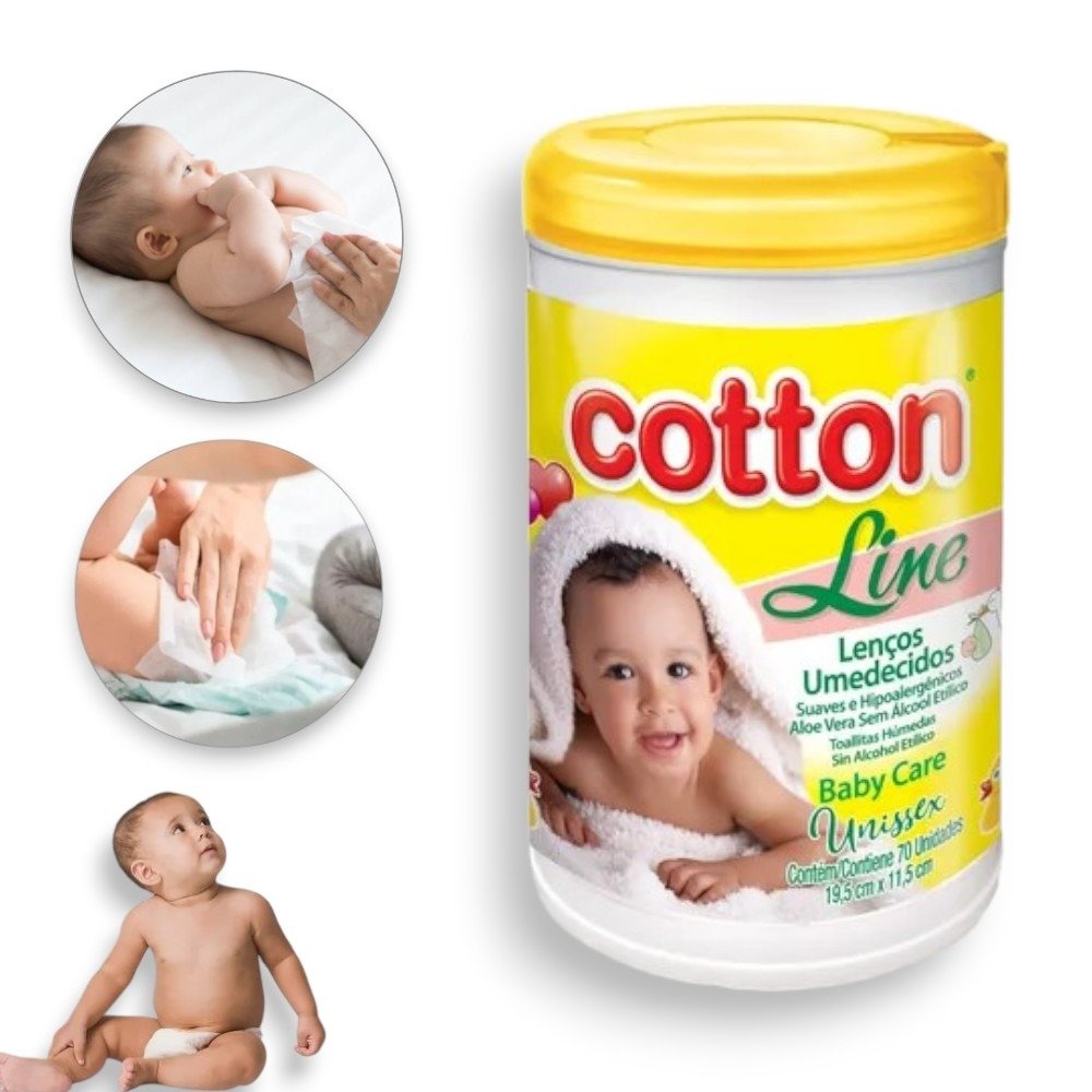 LENÇO BABY CARE UNISSEX POTE70 AMARELO (FD12)-COTTON LINE - Imagem 3