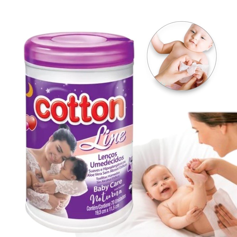 LENÇO BABY CARE POTE70 LILÁS (FD12)-COTTON LINE