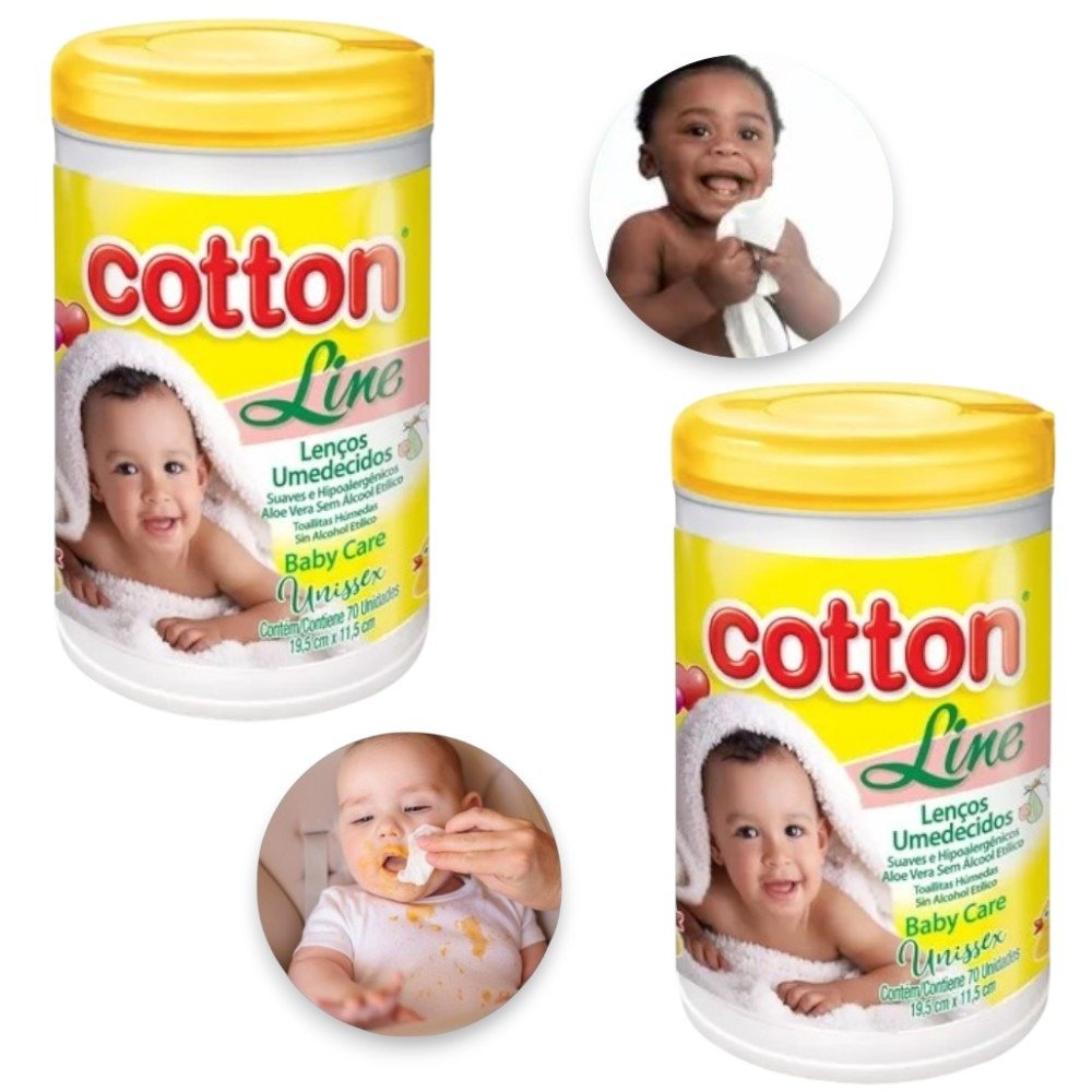 LENÇO BABY CARE UNISSEX POTE70 AMARELO (FD12)-COTTON LINE - Imagem 2
