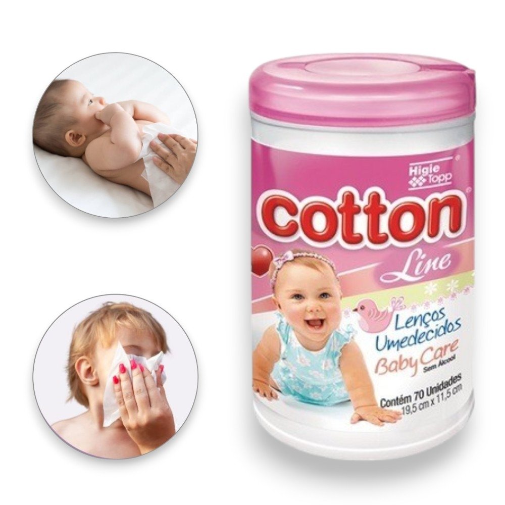 LENÇO BABY CARE GIRL POTE70 ROSA (FD12)-COTTON LINE - Imagem 3