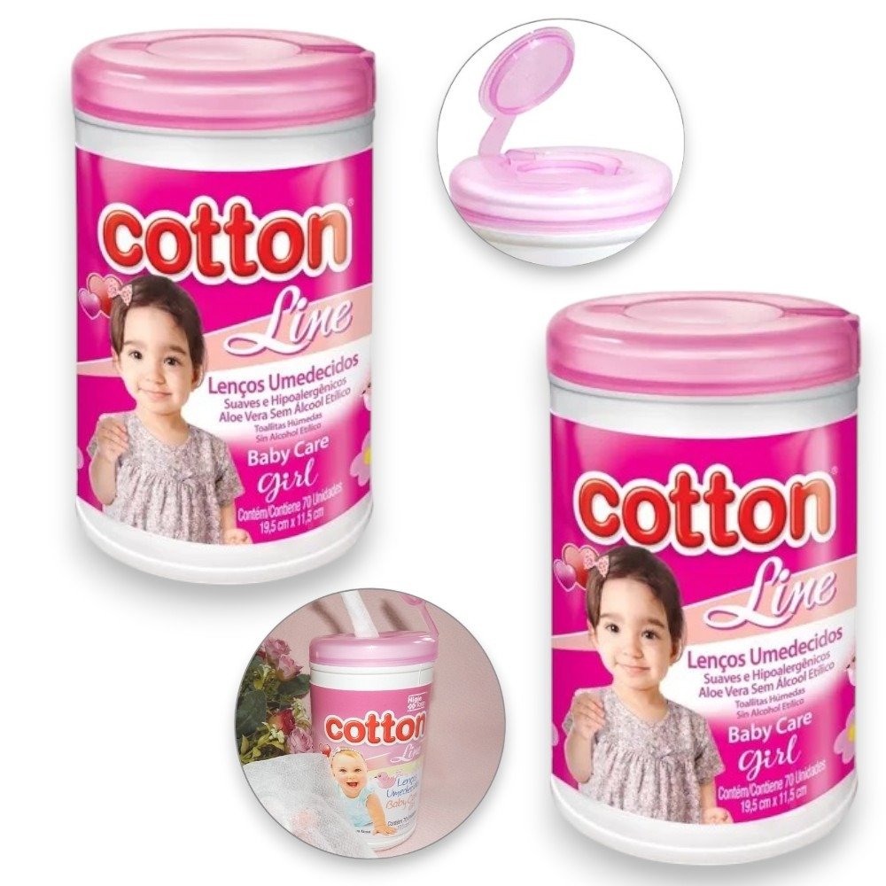 LENÇO BABY CARE GIRL POTE70 ROSA (FD12)-COTTON LINE - Imagem 2
