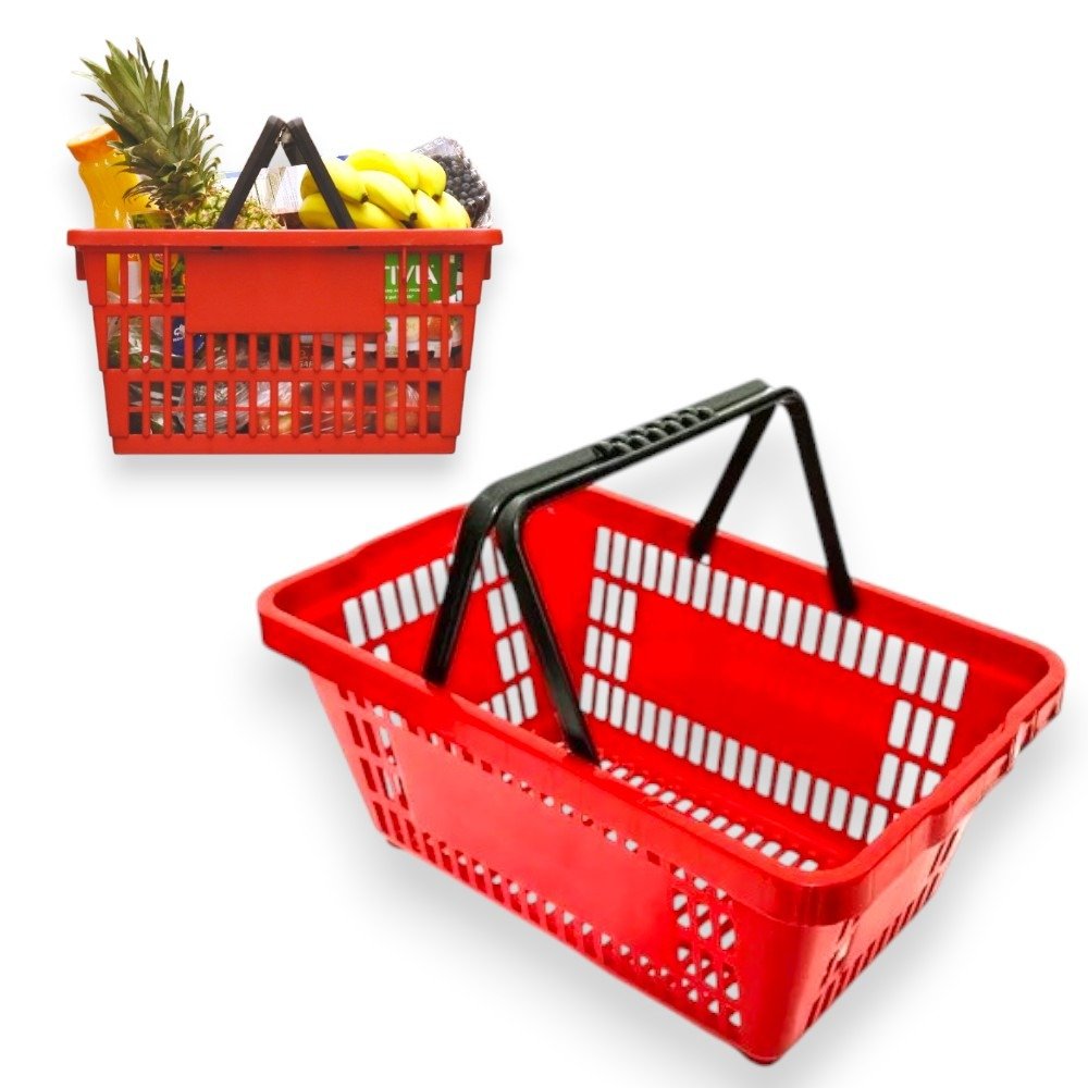 CESTA P/MERCADO VERMELHA C/ALÇA 21,4LTS (6PÇS)-PLASNEW - Imagem 3