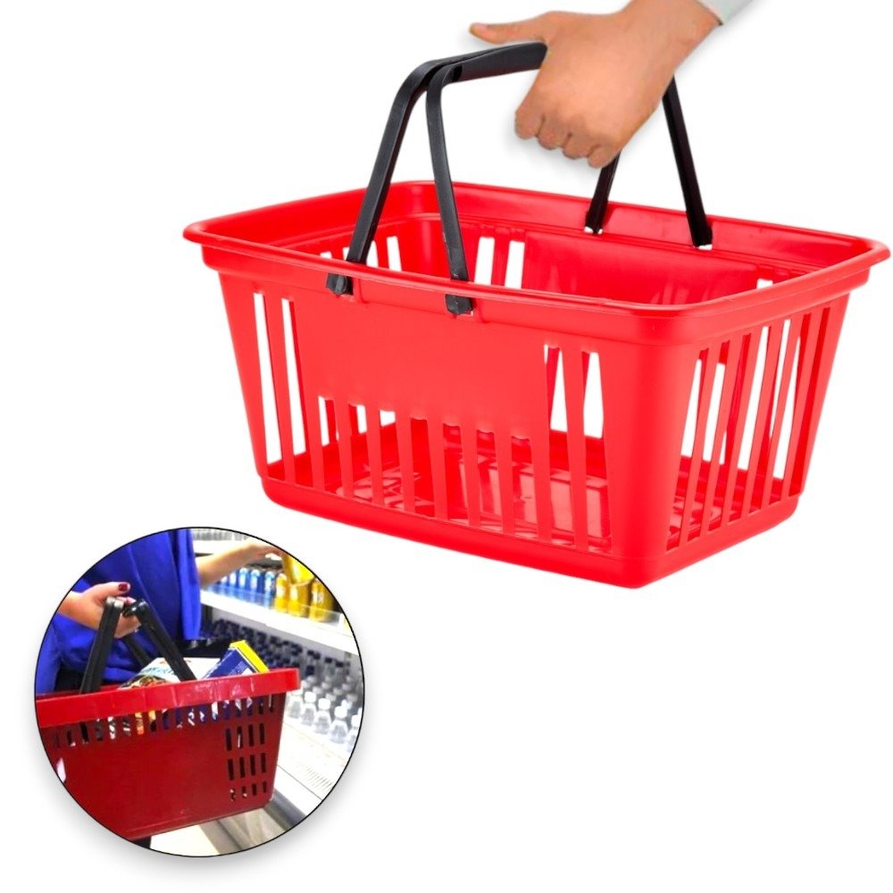 CESTA P/MERCADO VERMELHA C/ALÇA 21,4LTS (6PÇS)-PLASNEW - Imagem 2