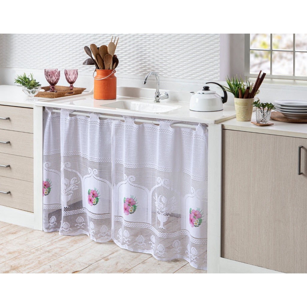 CORTINA DE PIA ESTAMPADA 0,80CM X 1,60M (6PÇS)-MN RENDAM - Imagem 2