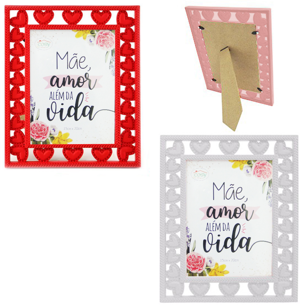 PORTA RETRATO PLÁSTICO CORAÇÕES 10CMX15CM (12PÇS)-JAVICK - Imagem 2