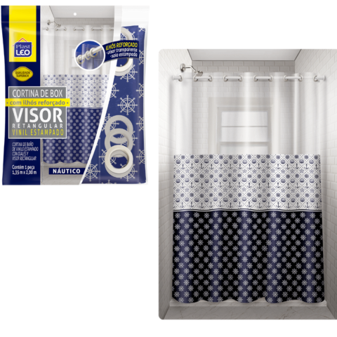 CORTINA BOX VINIL VISOR RETANG.ESTAMPADA C/ILHÓS SORTIDA (6PÇS)-PLASTLEO - Imagem 3