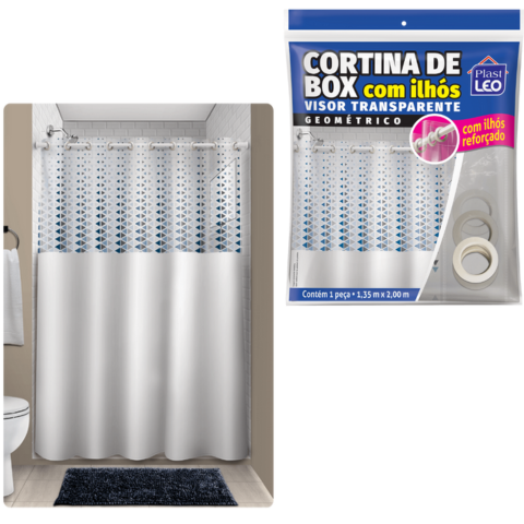 CORTINA BOX VINIL VISOR RETANG.ESTAMPADA C/ILHÓS SORTIDA (6PÇS)-PLASTLEO - Imagem 2