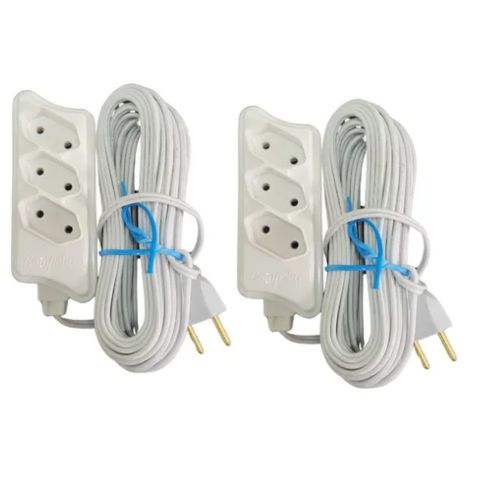 EXTENSÃO MULTIUSO CABO PL 2P 10MTS BRANCA (6PÇS)-COMPOLUX - Imagem 3