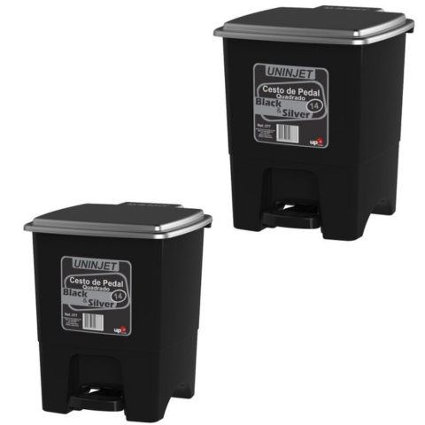 CESTO C/PEDAL 14LTS PRETO (6PÇS)-UNINJET - Imagem 2