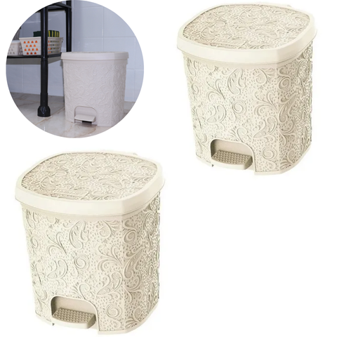 CESTO C/PEDAL 8LTS FLORAL PALHA (6PÇS)-UNINJET - Imagem 3