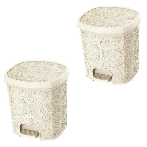 CESTO C/PEDAL 8LTS FLORAL PALHA (6PÇS)-UNINJET - Imagem 2